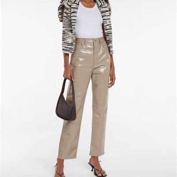 Agolde Taupe Patent Leather Pants - Picture 3 of 5